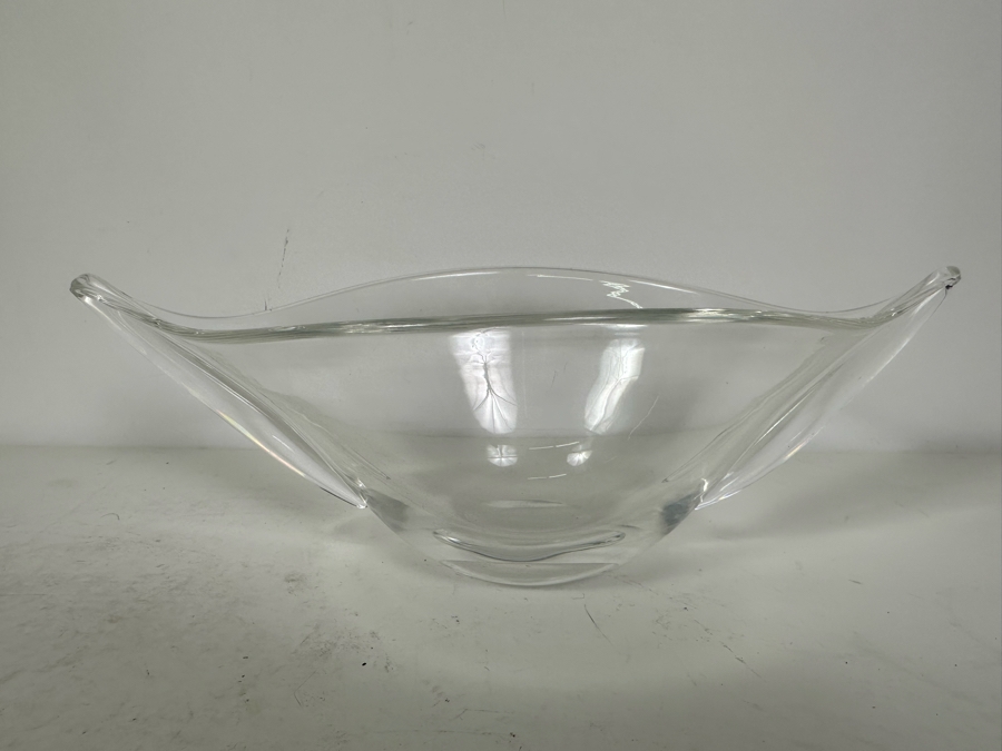 Signed Stueben Glass Centerpiece Bowl 12'W X 6.5'D X 4.5'H [Photo 2]