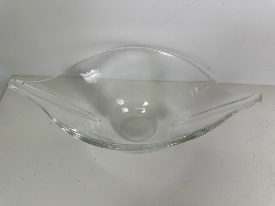Signed Stueben Glass Centerpiece Bowl 12'W X 6.5'D X 4.5'H [Photo 3]
