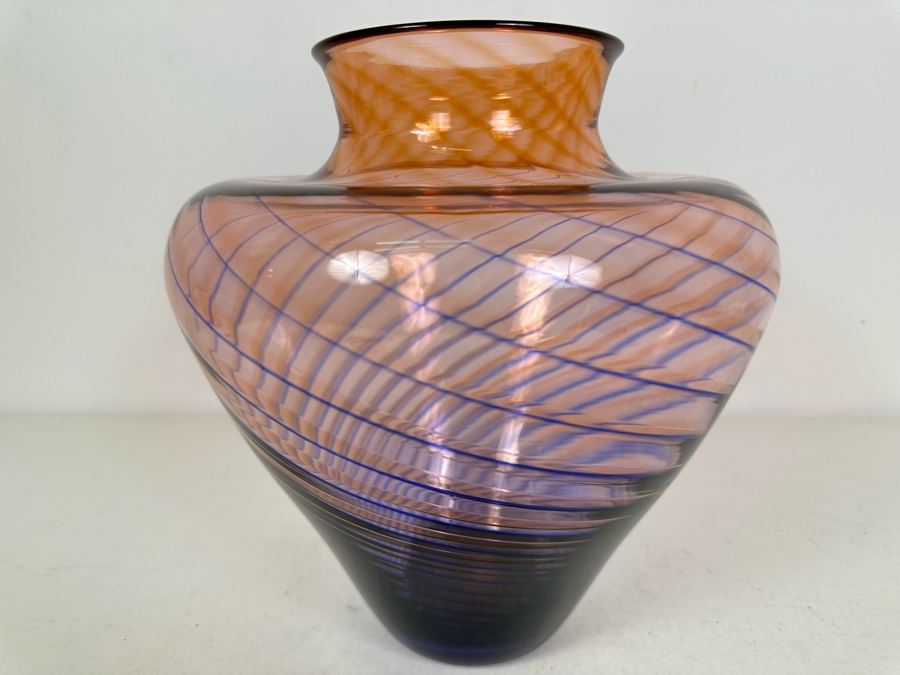 Young & Constantin Swirl Art Glass Vase 8.5'W X 10'H [Photo 3]