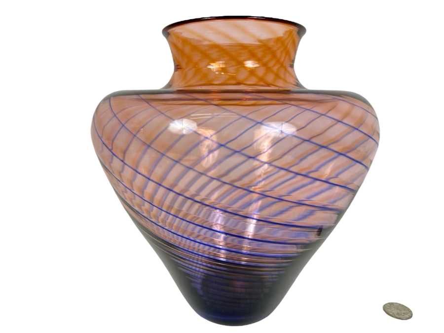Young & Constantin Swirl Art Glass Vase 8.5'W X 10'H [Photo 2]