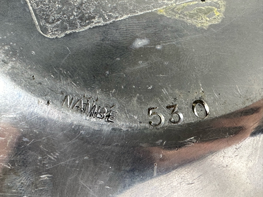 Neil Cohen For Nambe Globe Bud Vase 7'W (L), Nambe Bowl 530 7.5'W (R) And Dansk JHQ Metal Divided Serving Dish 14'W [Photo 8]