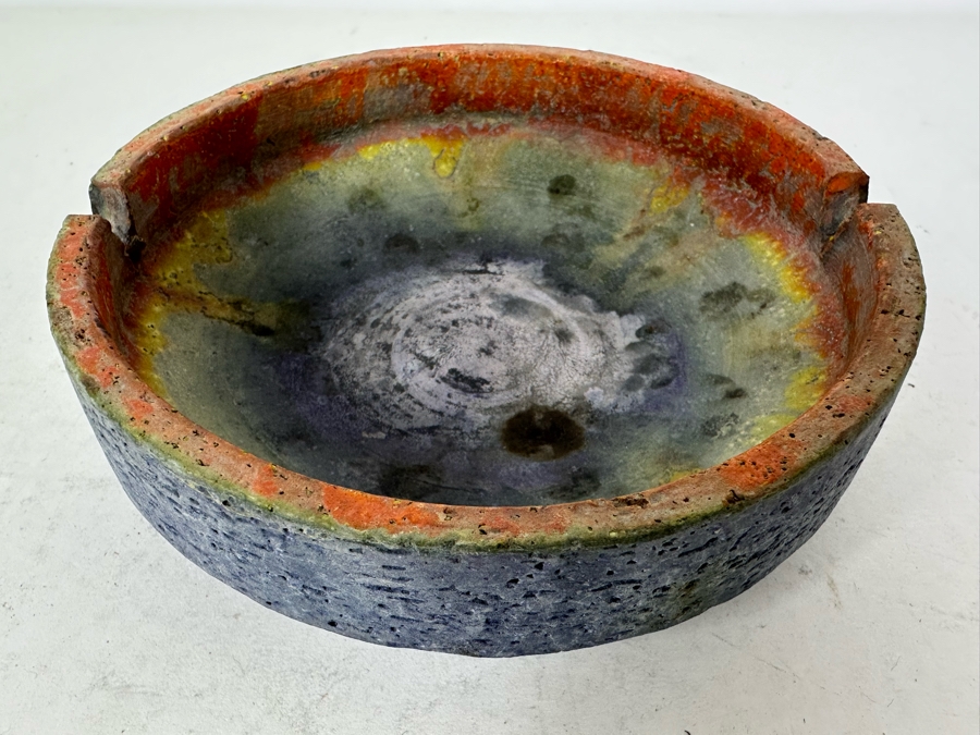 Vintage MCM Italian Signed Fantoni Raymor Pottery Ceramic Ashtray 6'W X 2'H [Photo 7]