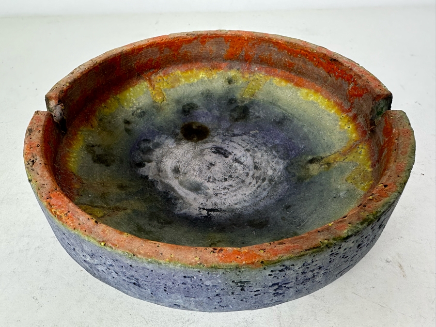 Vintage MCM Italian Signed Fantoni Raymor Pottery Ceramic Ashtray 6'W X 2'H [Photo 5]