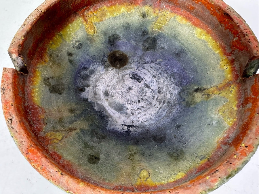 Vintage MCM Italian Signed Fantoni Raymor Pottery Ceramic Ashtray 6'W X 2'H [Photo 6]