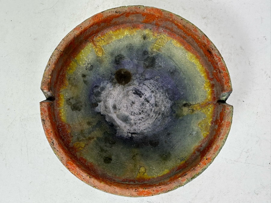 Vintage MCM Italian Signed Fantoni Raymor Pottery Ceramic Ashtray 6'W X 2'H [Photo 4]