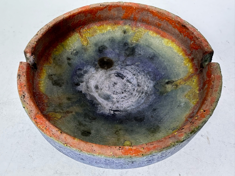 Vintage MCM Italian Signed Fantoni Raymor Pottery Ceramic Ashtray 6'W X 2'H [Photo 2]