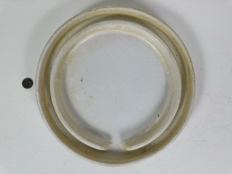 Vintage Gainey Ceramics White Pottery Drip Saucer Pot 13'W [Photo 2]