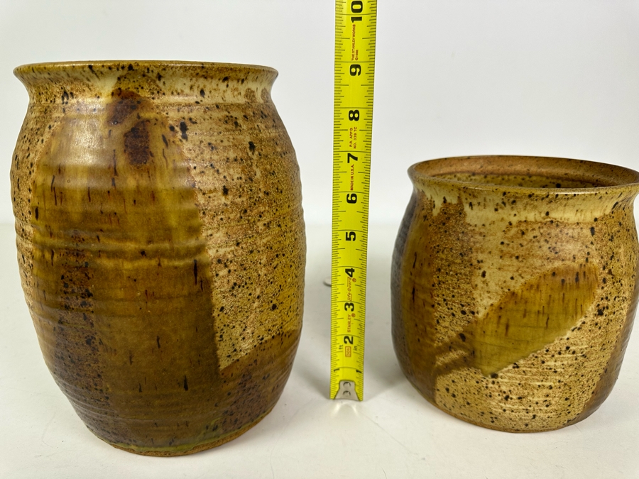 Pair Of Studio Pottery Pots 7'H & 9'H [Photo 6]