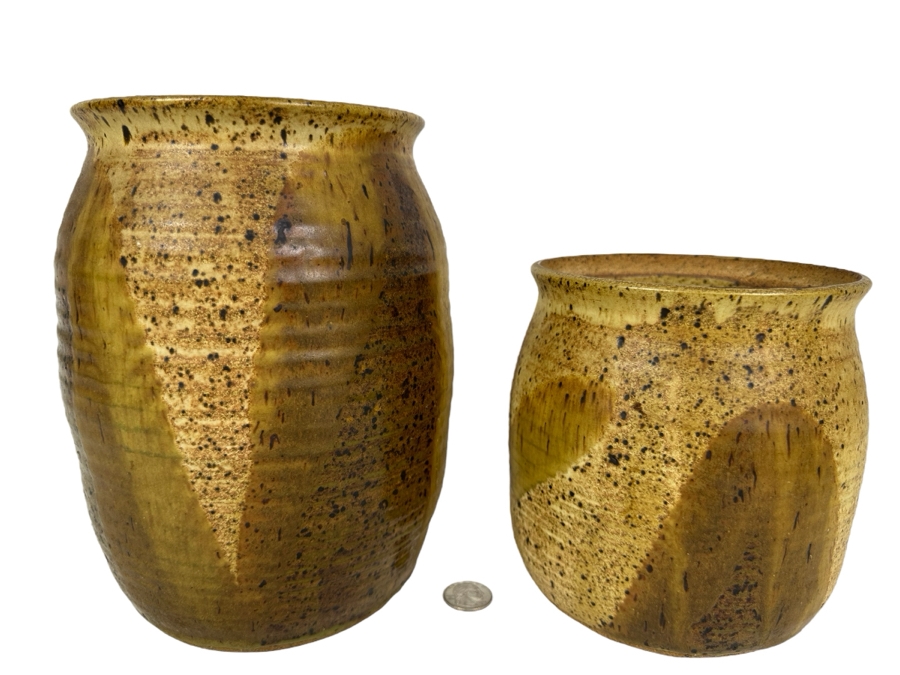 Pair Of Studio Pottery Pots 7'H & 9'H