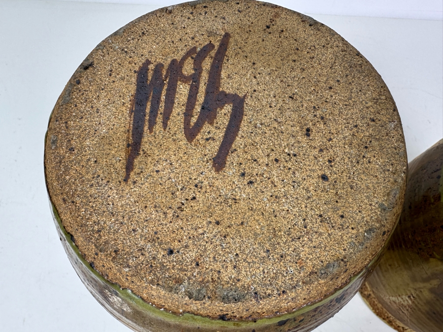 Pair Of Studio Pottery Pots 7'H & 9'H [Photo 4]