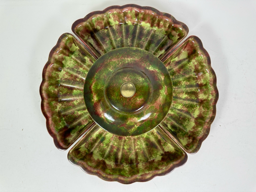 Vintage Ceramic Chip and Dip Serving Dish, Signed 15'W [Photo 2]