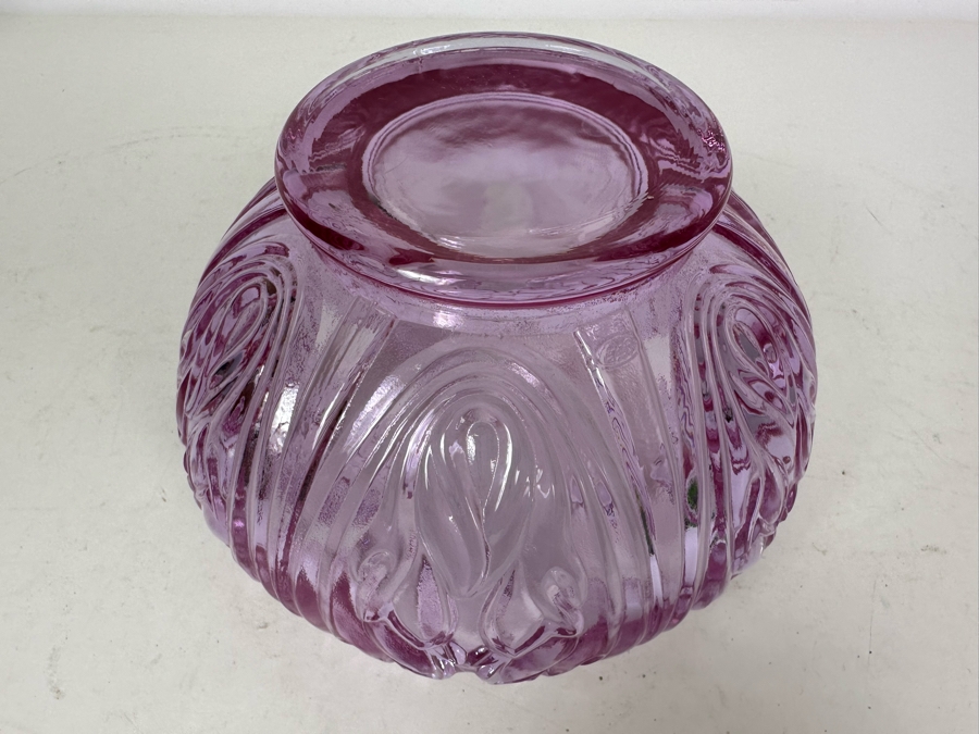 Fenton Glass Dusty Rose Bowl with Leaves 6.5W x 4.5H [Photo 5]