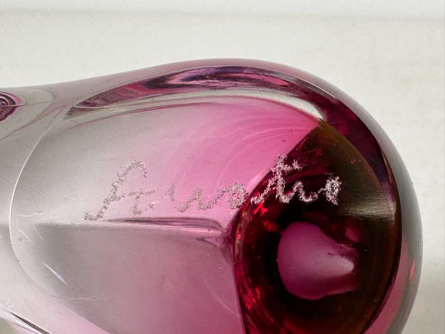 Artist Signed Murano Glass Bird Figurine 5.5'W [Photo 6]