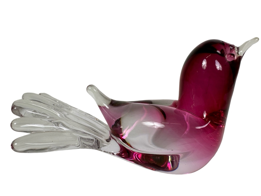 Artist Signed Murano Glass Bird Figurine 5.5'W [Photo 1]