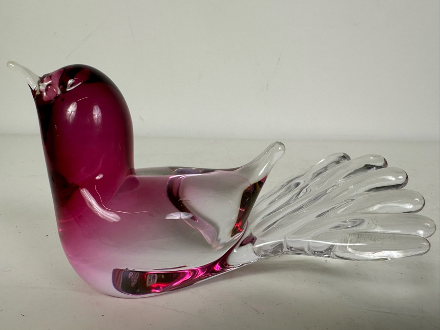 Artist Signed Murano Glass Bird Figurine 5.5'W [Photo 2]