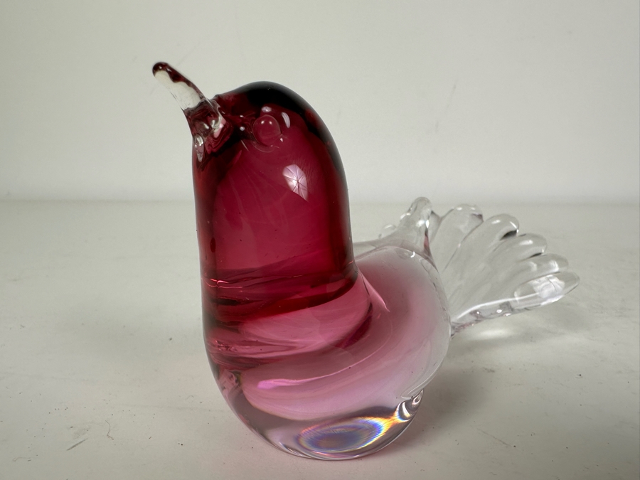 Artist Signed Murano Glass Bird Figurine 5.5'W [Photo 3]
