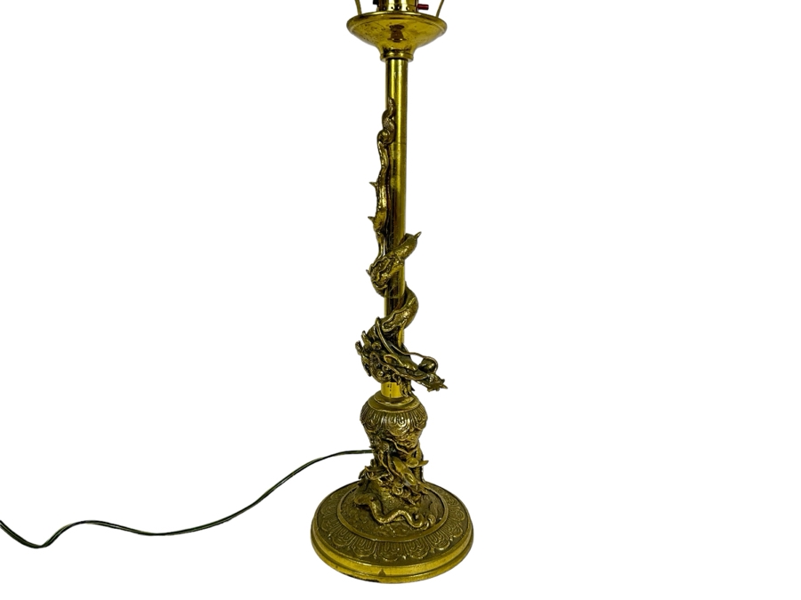 Vintage Mid-Century Brass Dragon Wrapped Lamp 27.5'H [Photo 2]
