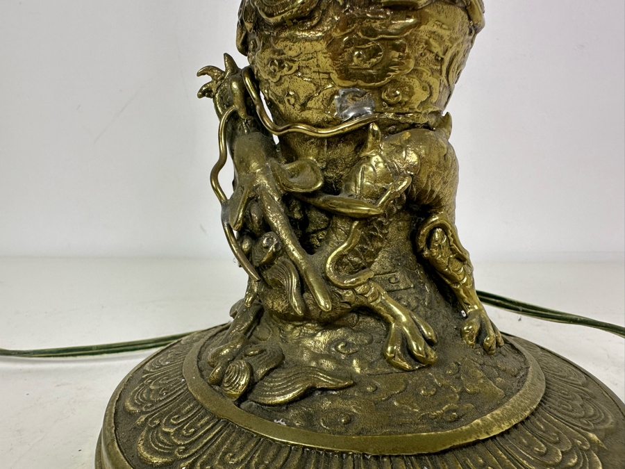 Vintage Mid-Century Brass Dragon Wrapped Lamp 27.5'H [Photo 12]