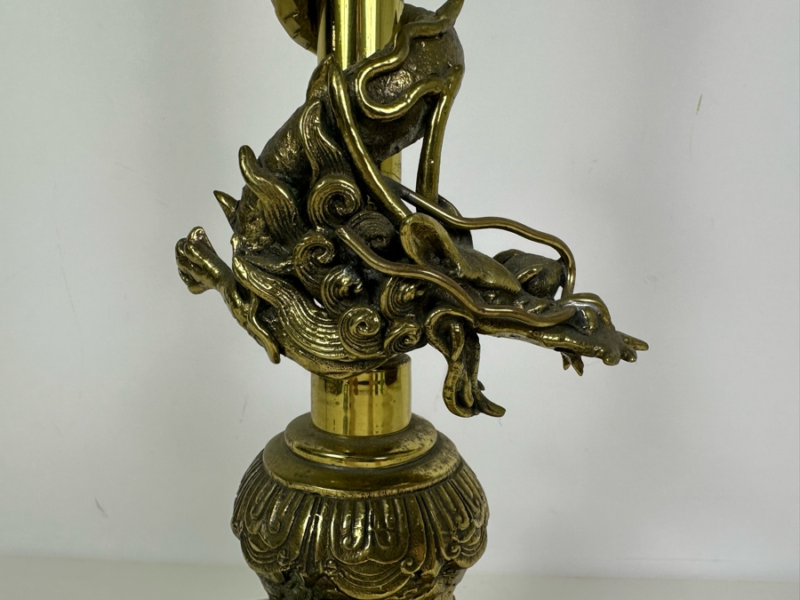 Vintage Mid-Century Brass Dragon Wrapped Lamp 27.5'H [Photo 11]