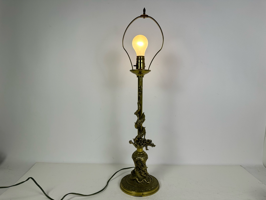 Vintage Mid-Century Brass Dragon Wrapped Lamp 27.5'H [Photo 16]