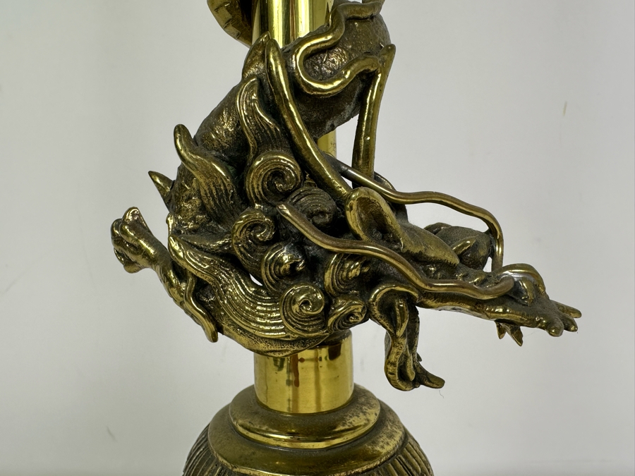 Vintage Mid-Century Brass Dragon Wrapped Lamp 27.5'H [Photo 8]
