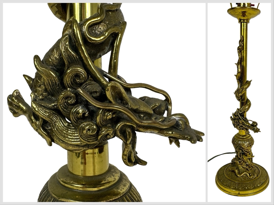 Vintage Mid-Century Brass Dragon Wrapped Lamp 27.5'H [Photo 1]