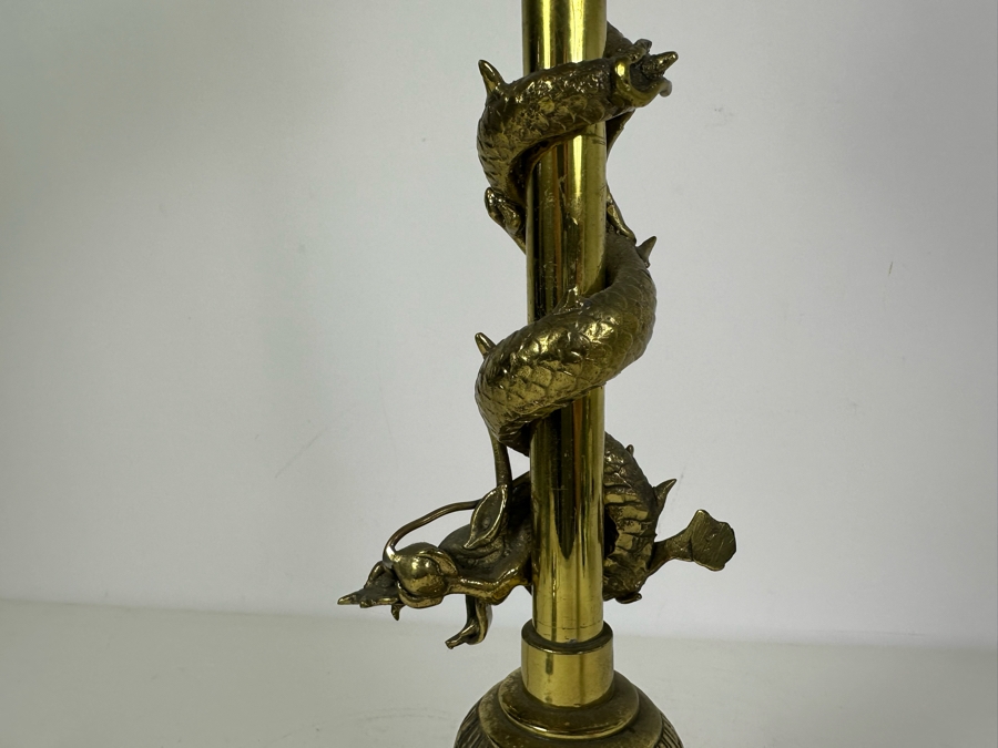 Vintage Mid-Century Brass Dragon Wrapped Lamp 27.5'H [Photo 15]