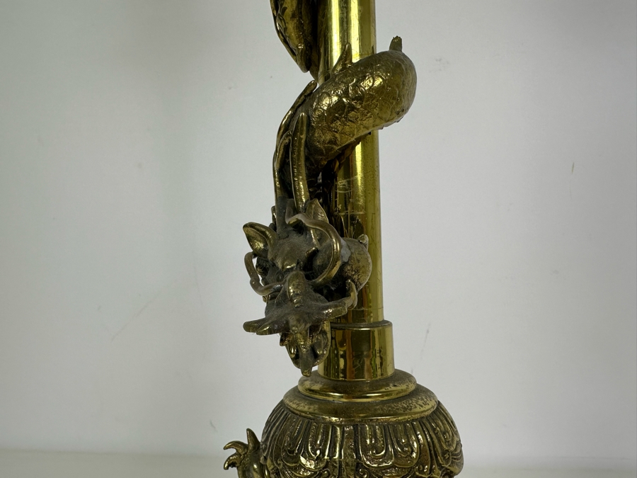 Vintage Mid-Century Brass Dragon Wrapped Lamp 27.5'H [Photo 14]