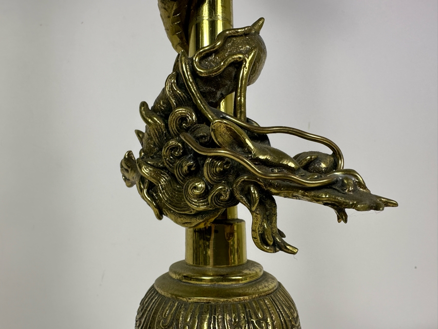 Vintage Mid-Century Brass Dragon Wrapped Lamp 27.5'H [Photo 7]