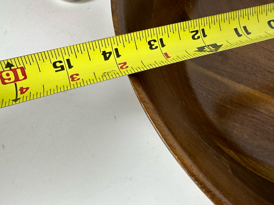 Woodcroftery Walnut Bowl with Serving Spoons 14'W [Photo 5]