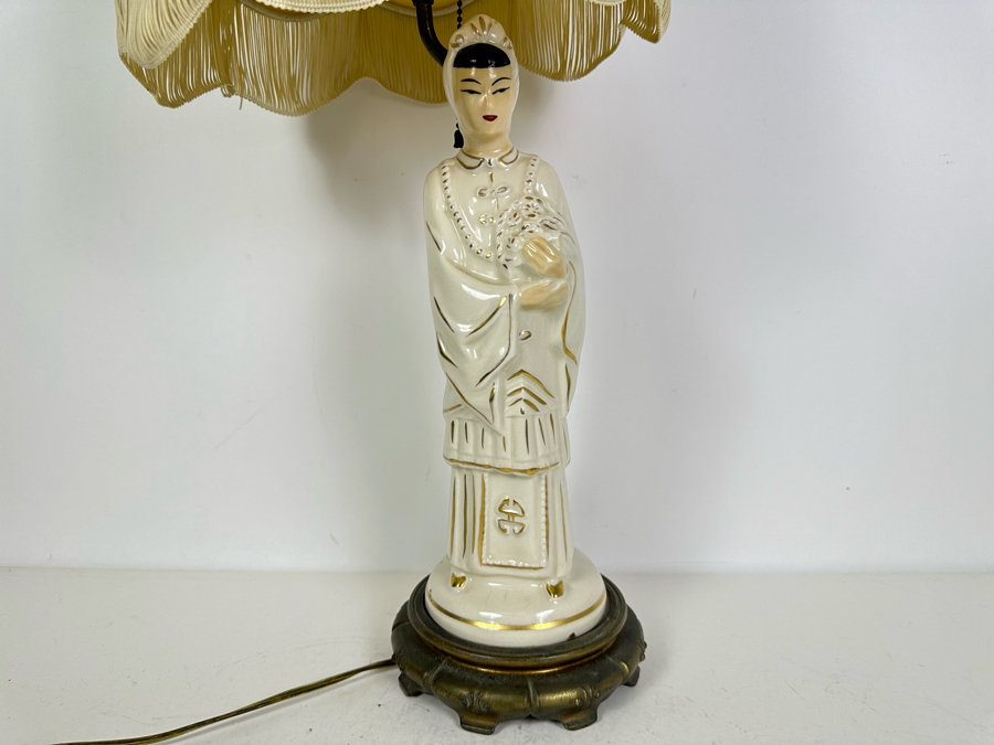 Mid-Century Ceramic Asian Lady Lamp 27'H  [Photo 4]