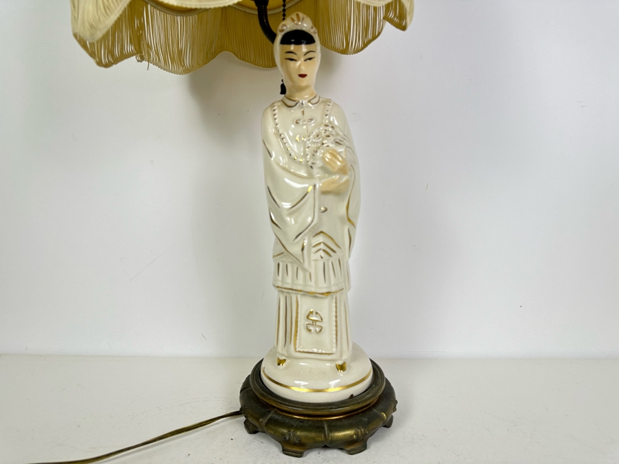 Mid-Century Ceramic Asian Lady Lamp 27'H  [Photo 3]