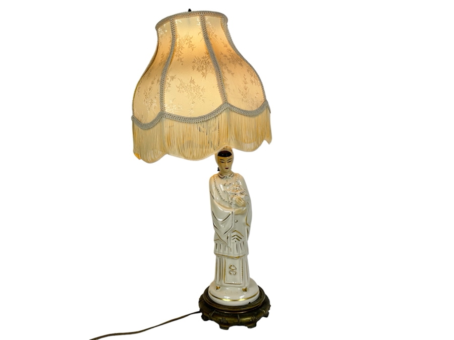 Mid-Century Ceramic Asian Lady Lamp 27'H 