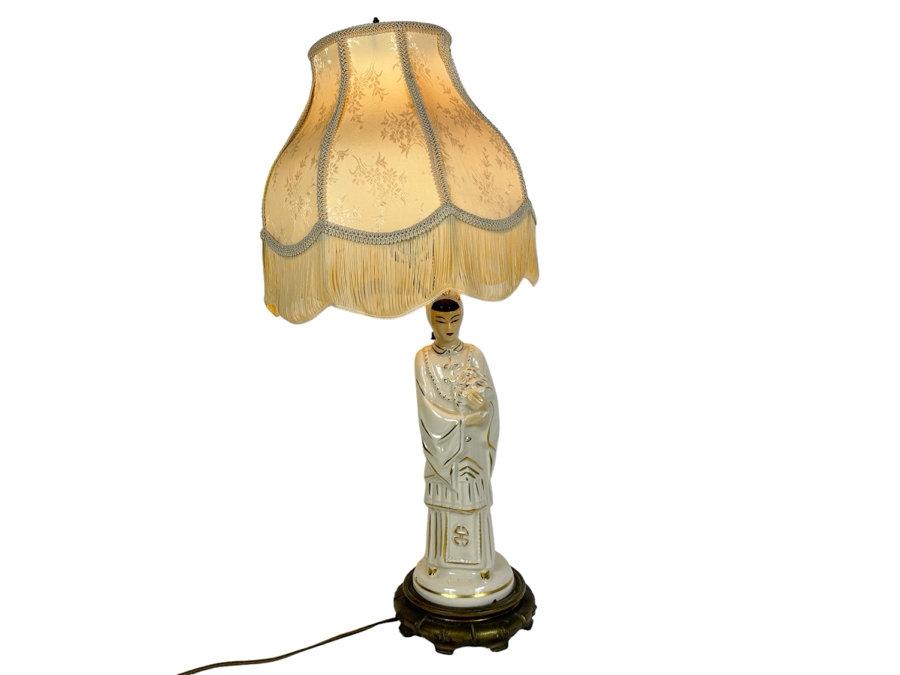 Mid-Century Ceramic Asian Lady Lamp 27'H  [Photo 1]