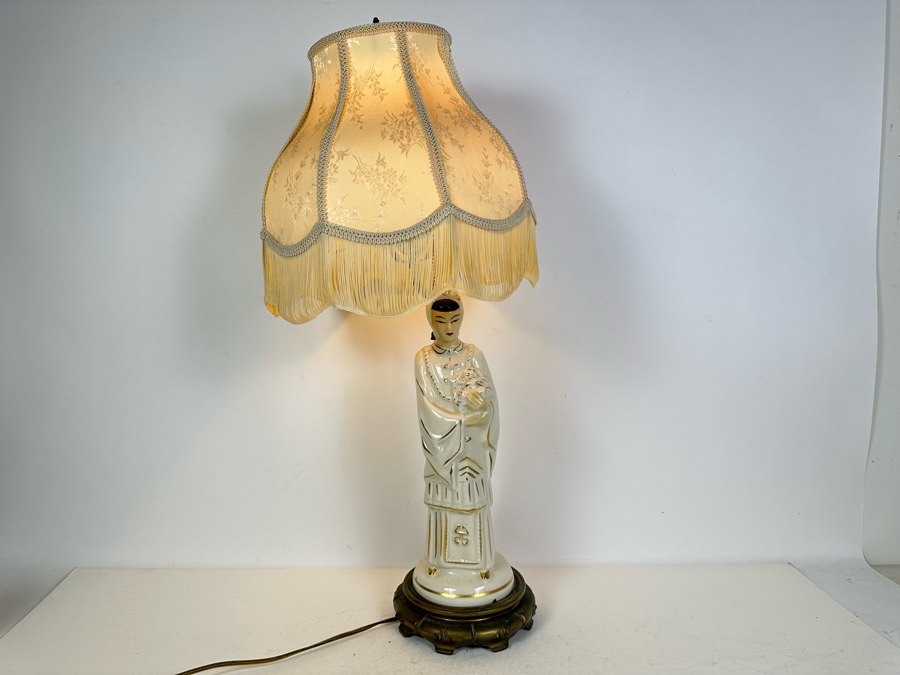 Mid-Century Ceramic Asian Lady Lamp 27'H  [Photo 2]
