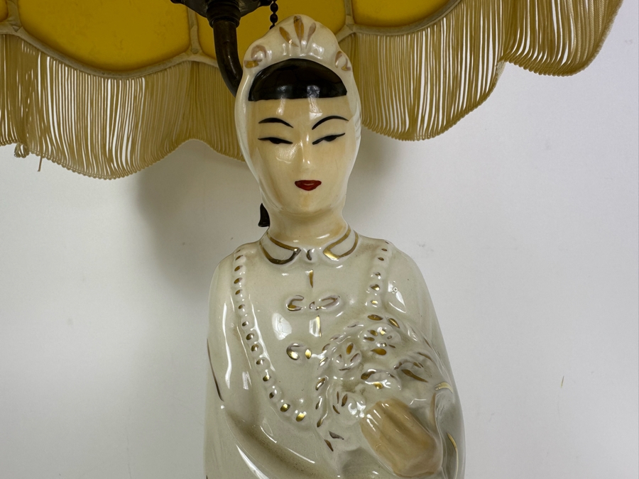 Mid-Century Ceramic Asian Lady Lamp 27'H  [Photo 5]
