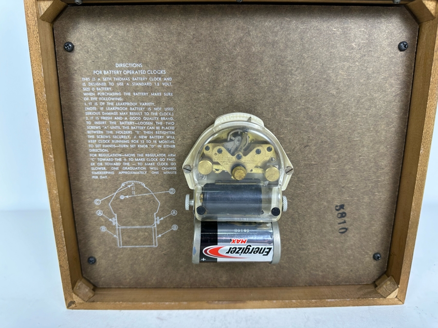 Mid-Century Seth Thomas Portrait Clock Tested and Working Model No. E602-000 11'W x 10'H [Photo 7]