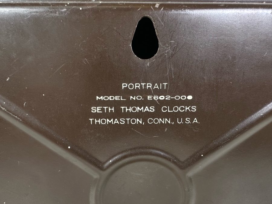 Mid-Century Seth Thomas Portrait Clock Tested and Working Model No. E602-000 11'W x 10'H [Photo 6]