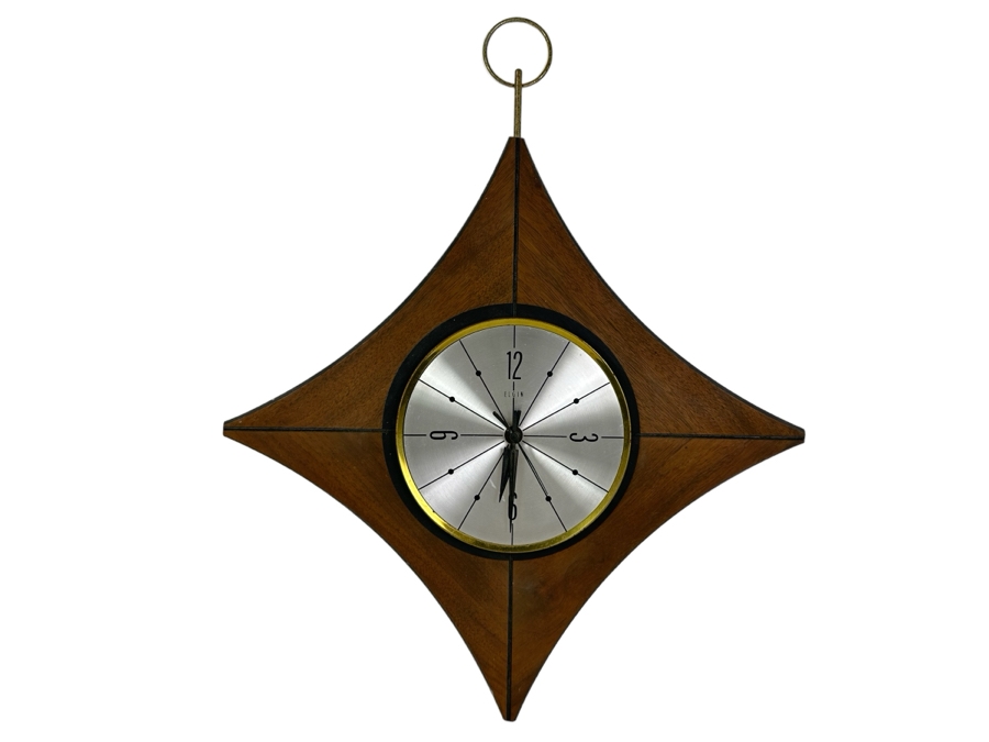 Mid-Century Wood and Metal Clock, Not Working 24'H x 19'W [Photo 1]