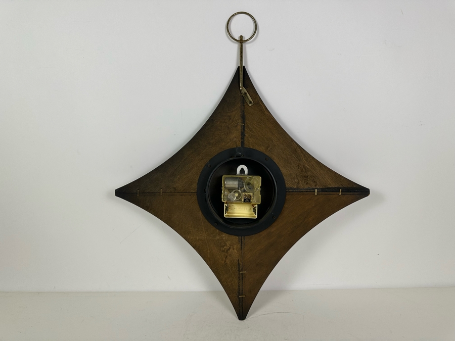 Mid-Century Wood and Metal Clock, Not Working 24'H x 19'W [Photo 3]