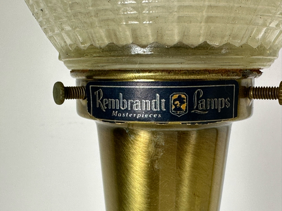 Pair of Rembrandt Hollywood Regency Torchiere Brass and Marble Table Lamps 30'H [Photo 5]