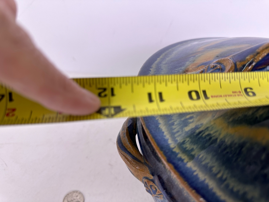 Artist Signed Studio Pottery Blue Pot with Lid [Photo 8]