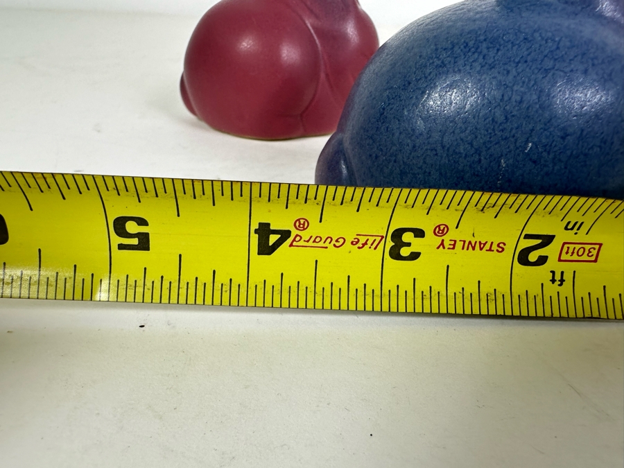 Set of 3 Signed Art Pottery Van Briggle Red, Yellow and Blue Bunny Rabbits [Photo 11]