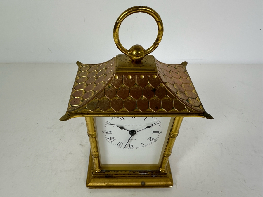 1980s Tiffany and Co. Brass Pagoda Clock, Not Working 4'W x 3'D x 8'H [Photo 3]