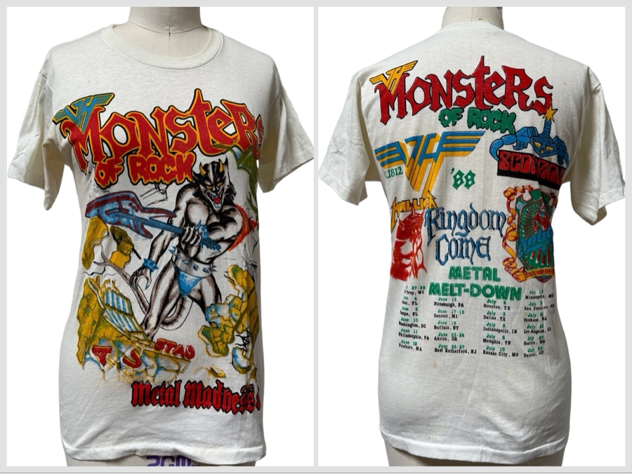 Vintage 1988 Van Halen Monsters Of Rock Metal Melt-Down Tour Rock Concert T-Shirt Women's Size M [Photo 1]