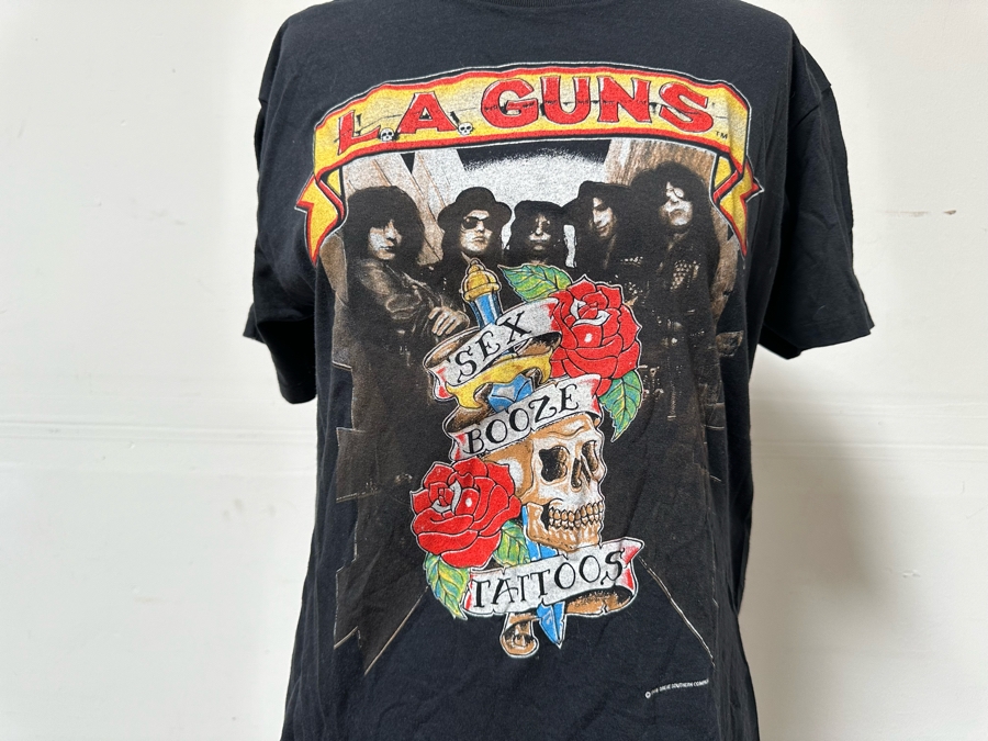 Vintage 1989 LA Guns Cocked & Loaded Tour Rock Concert T-Shirt Women's Size L [Photo 4]