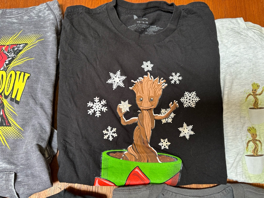 Five Marvel T-Shirts Spider-Man, Guardians Of The Galaxy Groot, Black Widow Sizes S,M & L [Photo 5]