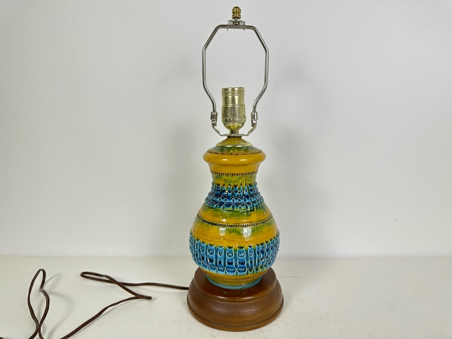 Pottery Lamp With Wooden Base - No Shade 17'H [Photo 4]