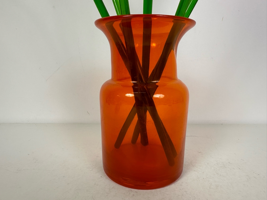 Art Glass Vase (8'H) with 5 Glass Flowers (19'H) [Photo 12]