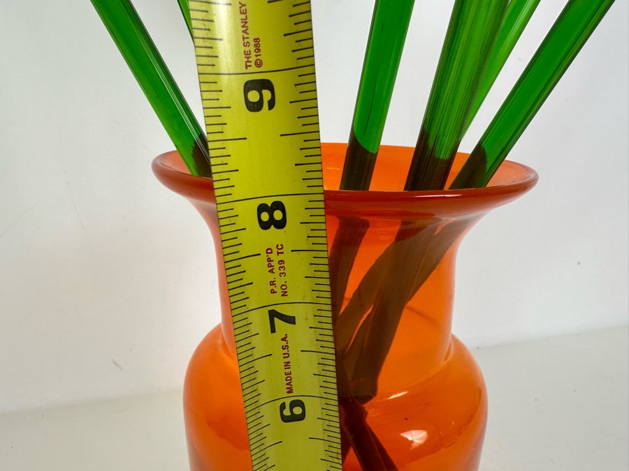 Art Glass Vase (8'H) with 5 Glass Flowers (19'H) [Photo 10]